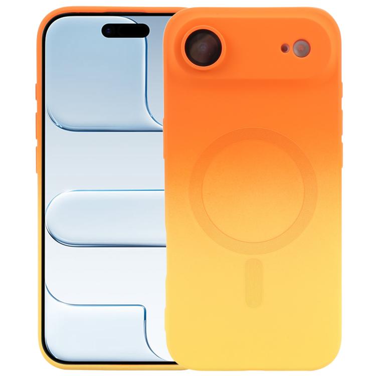 For iPhone Air Liquid TPU Silicone Gradient MagSafe Phone Case(Orange Yellow)