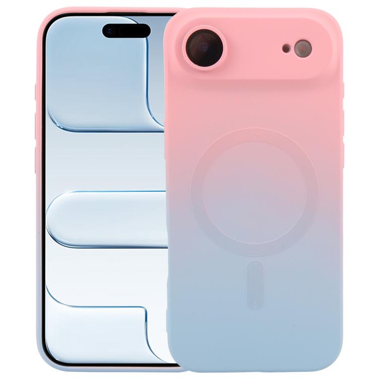 For iPhone Air Liquid TPU Silicone Gradient MagSafe Phone Case(Pink Blue)
