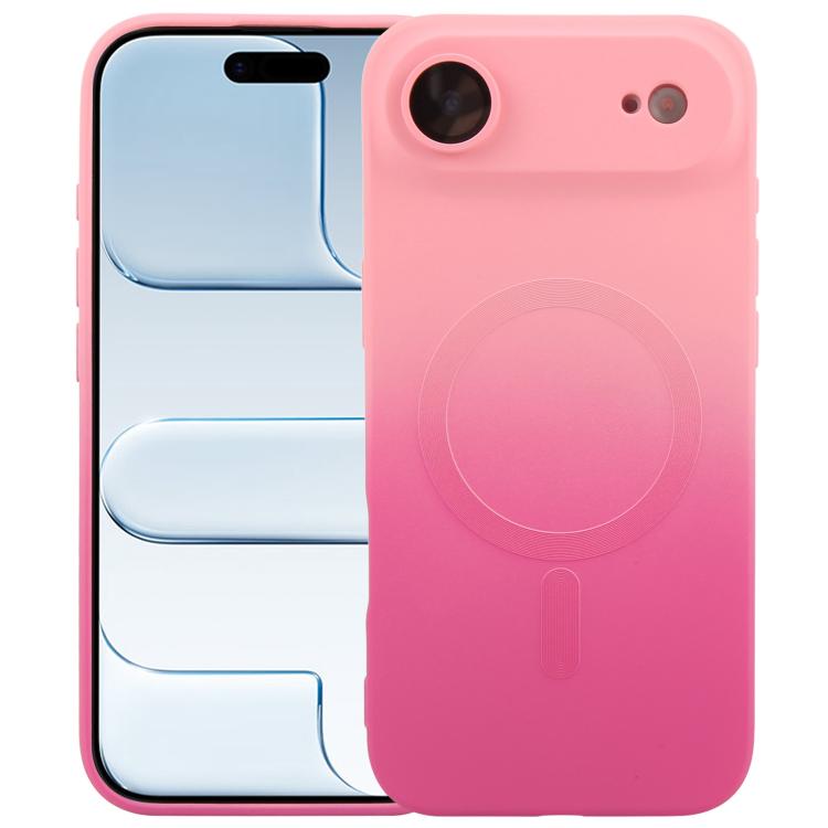 For iPhone Air Liquid TPU Silicone Gradient MagSafe Phone Case(Pink Red)