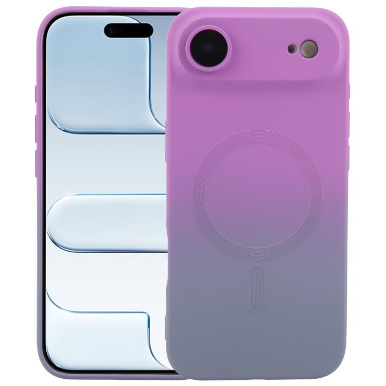 For iPhone Air Liquid TPU Silicone Gradient MagSafe Phone Case(Purple)