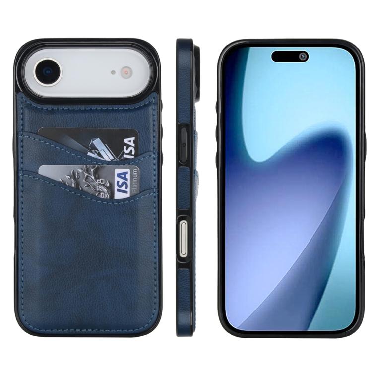 For iPhone Air Litchi Leather Skin Card Slots Phone Case(Blue)