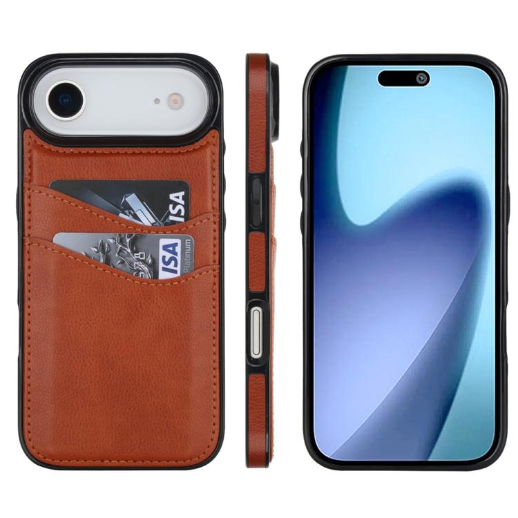For iPhone Air Litchi Leather Skin Card Slots Phone Case(Brown)