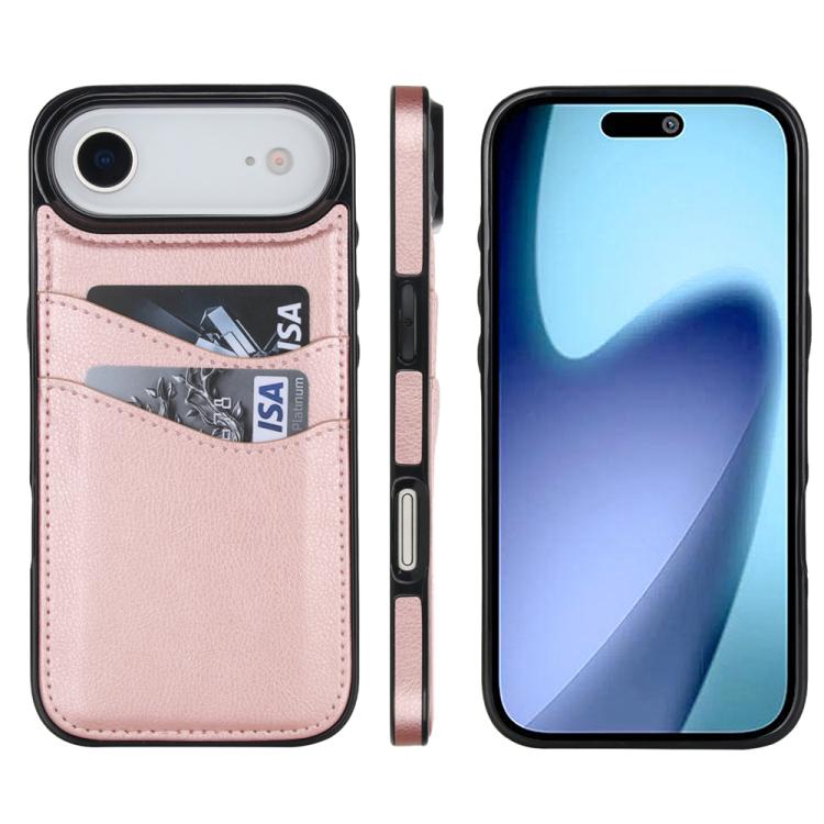 For iPhone Air Litchi Leather Skin Card Slots Phone Case(Rose Gold)