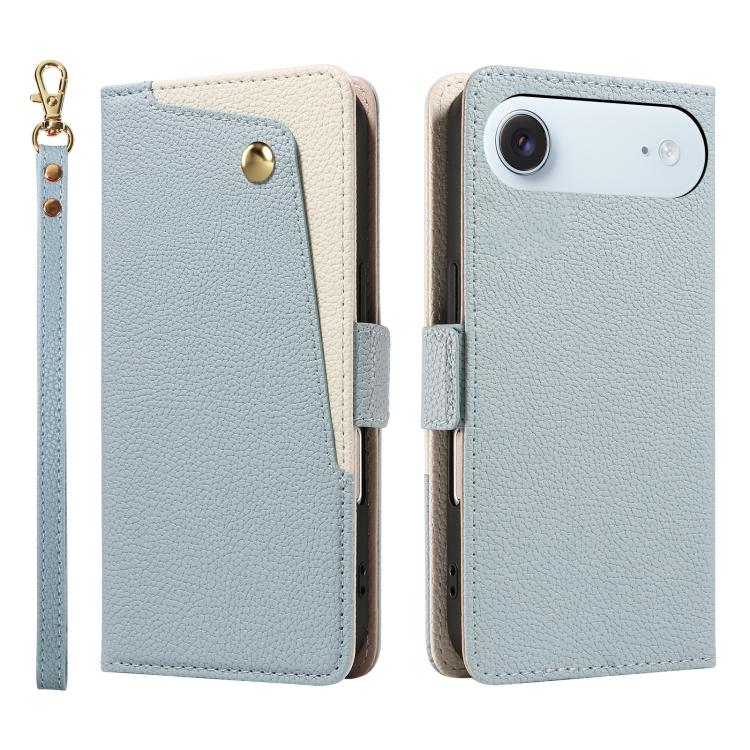 For iPhone Air Litchi Texture Wallet Mirror Leather Phone Case(Blue)