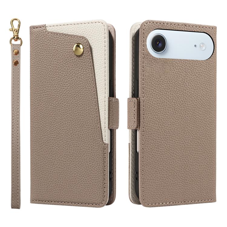 For iPhone Air Litchi Texture Wallet Mirror Leather Phone Case(Brown)