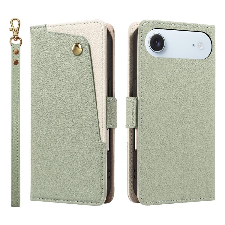 For iPhone Air Litchi Texture Wallet Mirror Leather Phone Case(Green)