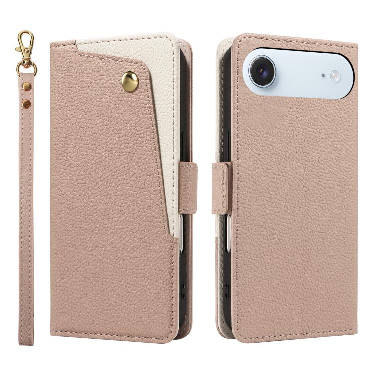 For iPhone Air Litchi Texture Wallet Mirror Leather Phone Case(Pink)