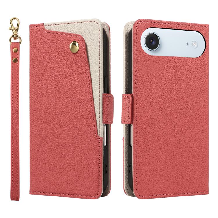 For iPhone Air Litchi Texture Wallet Mirror Leather Phone Case(Red)