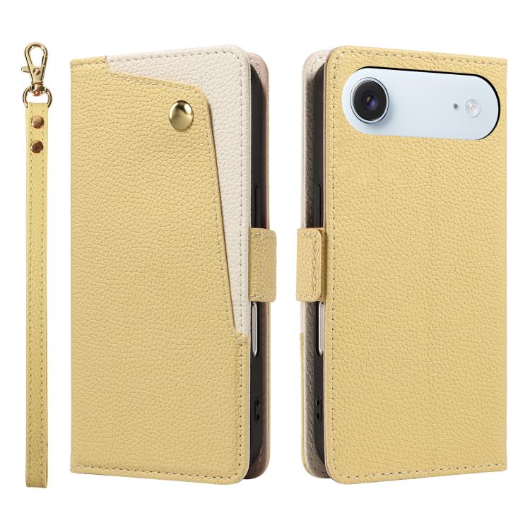 For iPhone Air Litchi Texture Wallet Mirror Leather Phone Case(Yellow)