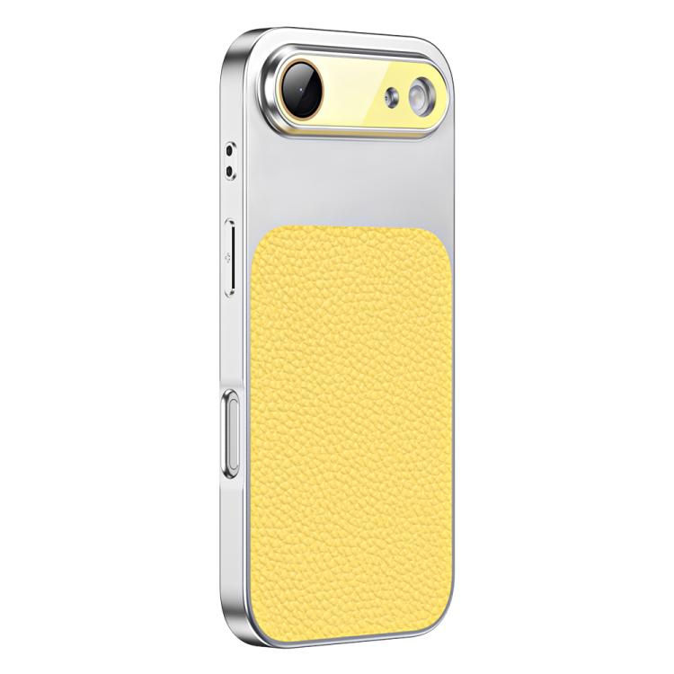 For iPhone Air Litchi Textured TPU Phone Case with Lens Film(Creamy Yellow)