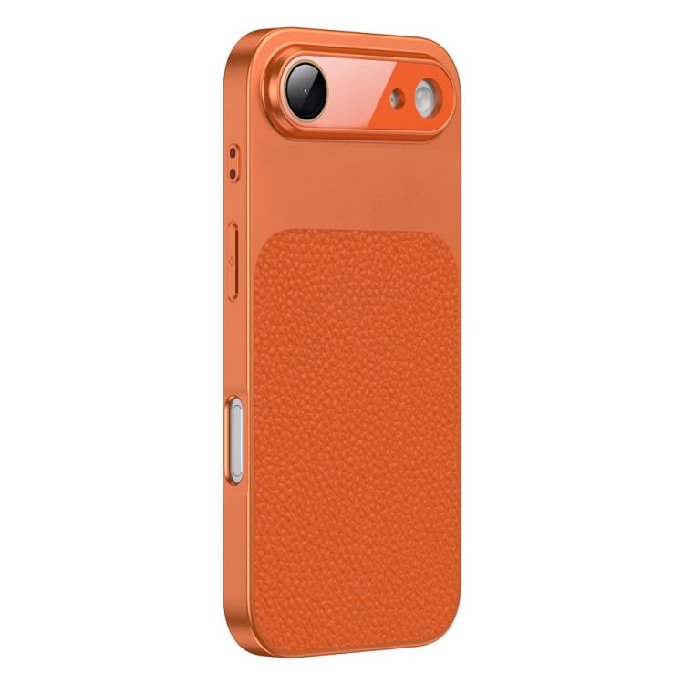 For iPhone Air Litchi Textured TPU Phone Case with Lens Film(Orange)