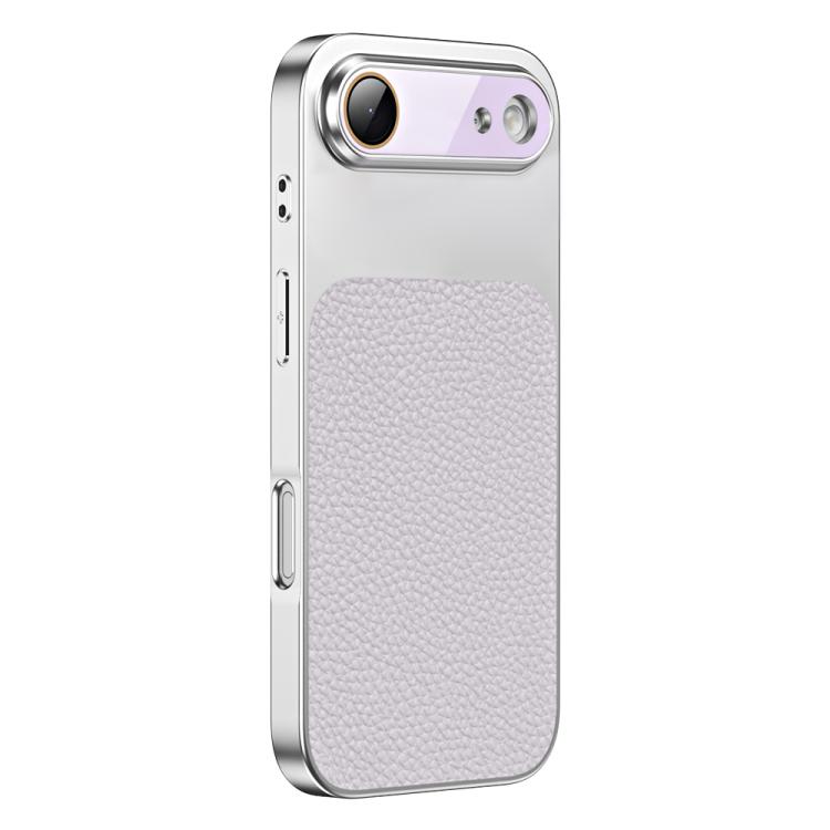 For iPhone Air Litchi Textured TPU Phone Case with Lens Film(Purple)