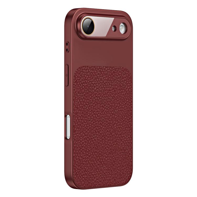 For iPhone Air Litchi Textured TPU Phone Case with Lens Film(Retro Red)