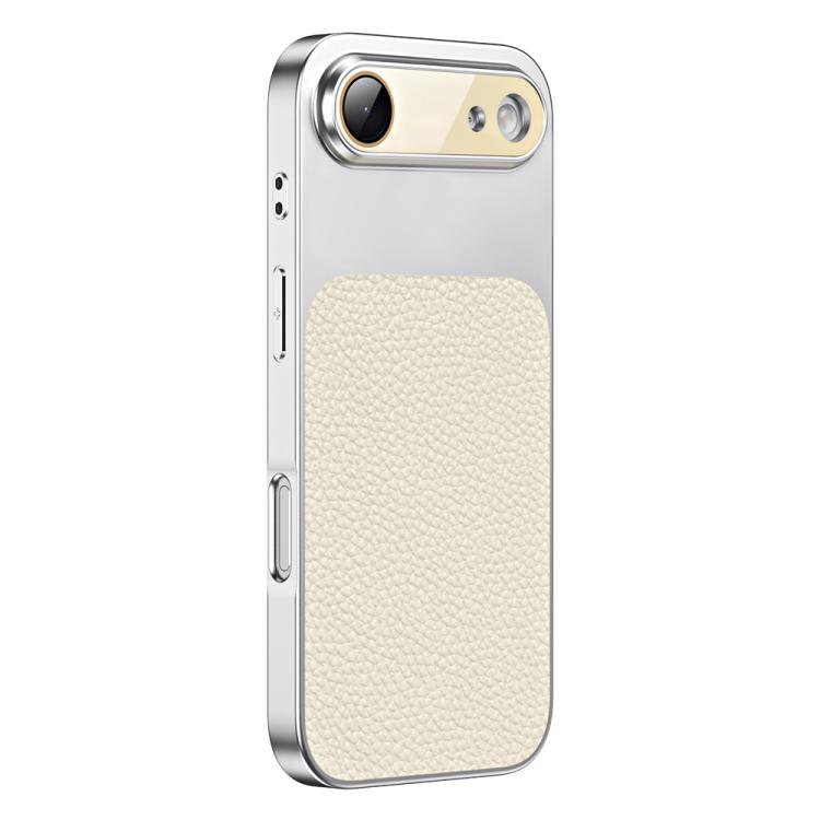 For iPhone Air Litchi Textured TPU Phone Case with Lens Film(White)