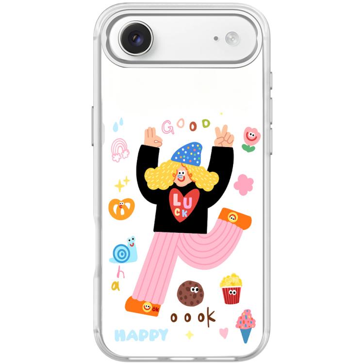 For iPhone Air Little Girl and Good Text Pattern Magnetic Phone Case(Transparent White)