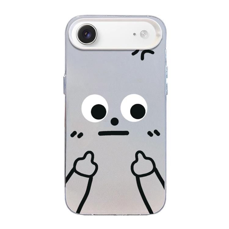 For iPhone Air Little Man Gestures Colored Silver Frosted PC Hybrid TPU Phone Case(Angry Hands Scorn)