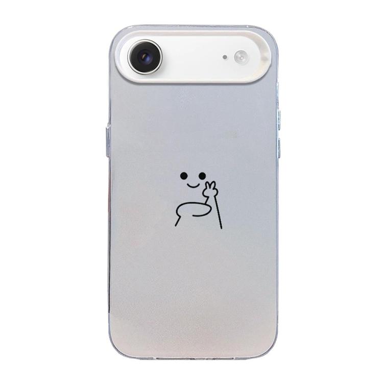For iPhone Air Little Man Gestures Colored Silver Frosted PC Hybrid TPU Phone Case(Little Man Biye)