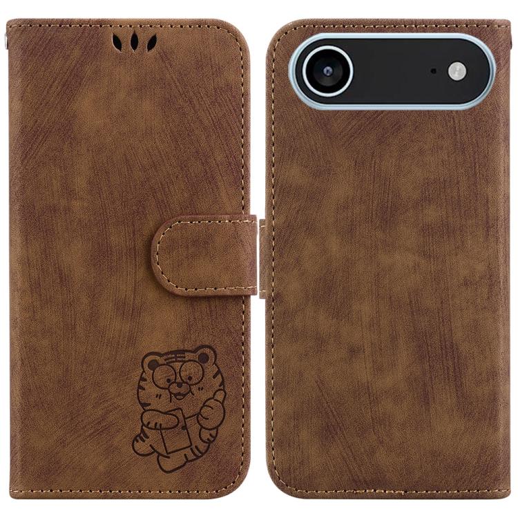 For iPhone Air Little Tiger Embossed Leather Phone Case(Brown)