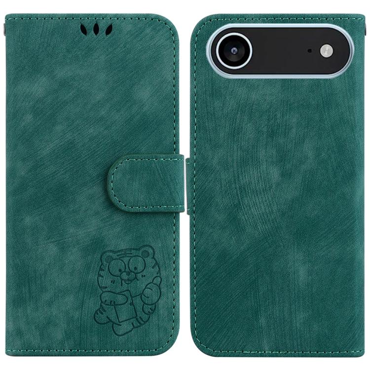 For iPhone Air Little Tiger Embossed Leather Phone Case(Green)