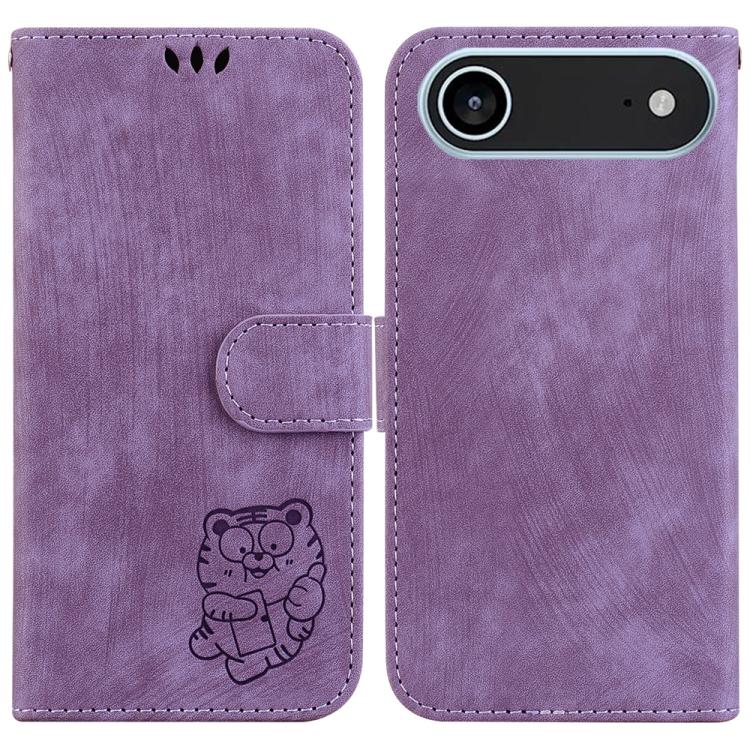 For iPhone Air Little Tiger Embossed Leather Phone Case(Purple)