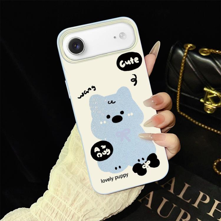 For iPhone Air Lovely Puppy Pattern IMD Glitter PC Hybrid TPU Phone Case(Blue)