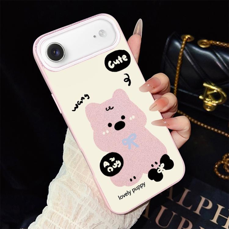 For iPhone Air Lovely Puppy Pattern IMD Glitter PC Hybrid TPU Phone Case(Pink)