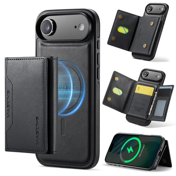 For iPhone Air MAGKING K2 Series MagSafe RFID Card Bag Detachable Phone Case(Black)