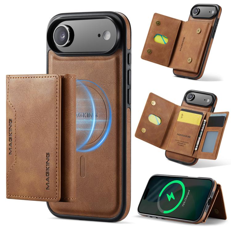 For iPhone Air MAGKING K2 Series MagSafe RFID Card Bag Detachable Phone Case(Brown)