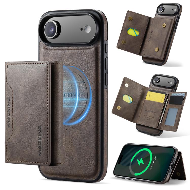 For iPhone Air MAGKING K2 Series MagSafe RFID Card Bag Detachable Phone Case(Coffee)