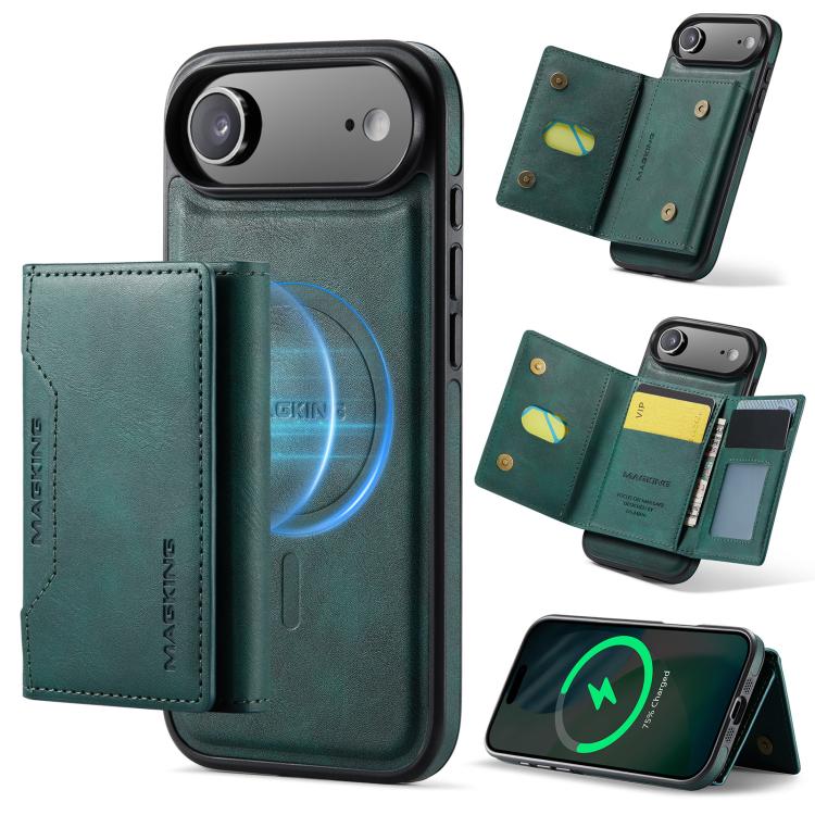 For iPhone Air MAGKING K2 Series MagSafe RFID Card Bag Detachable Phone Case(Green)