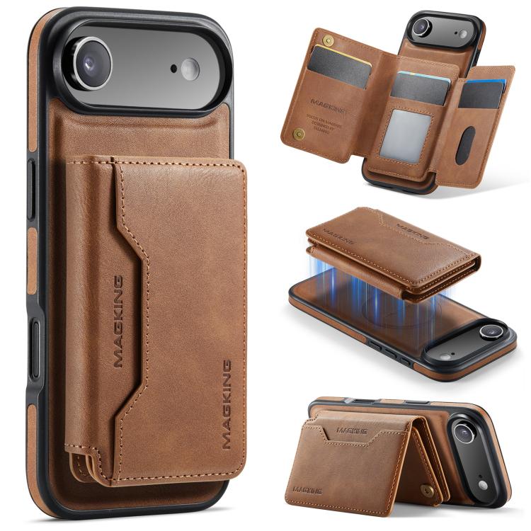 For iPhone Air MAGKING K3 Series MagSafe RFID K3 Pro Card Bag Detachable Phone Case(Brown)