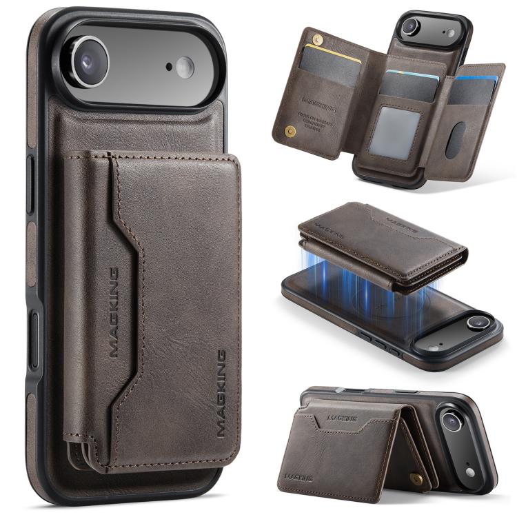 For iPhone Air MAGKING K3 Series MagSafe RFID K3 Pro Card Bag Detachable Phone Case(Coffee)