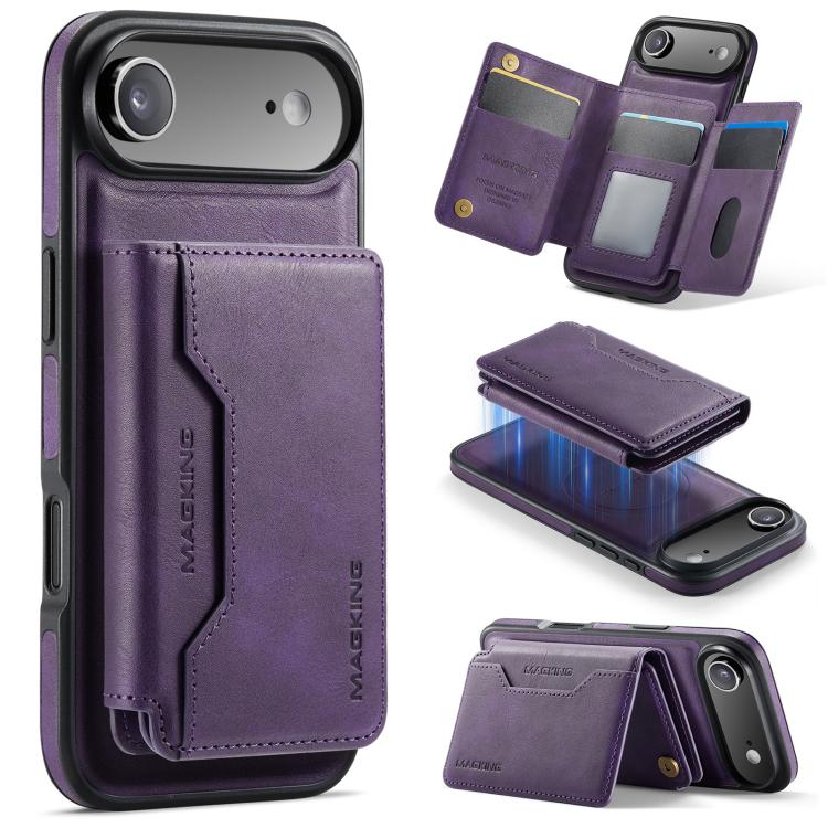 For iPhone Air MAGKING K3 Series MagSafe RFID K3 Pro Card Bag Detachable Phone Case(Purple)