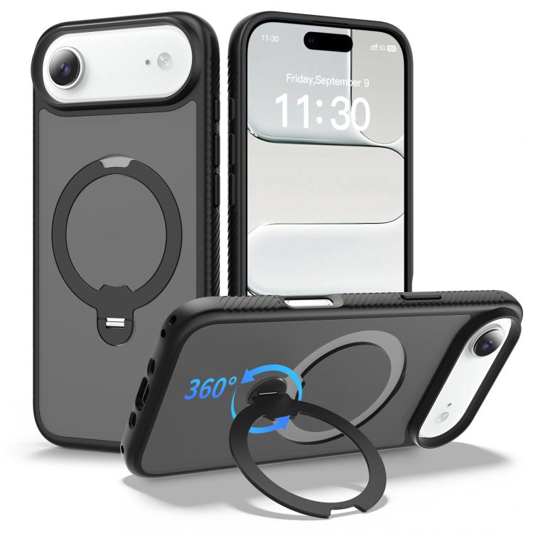 For iPhone Air Magnetic 360 Rotating Stand Airbag Shockproof Phone Case(Black)