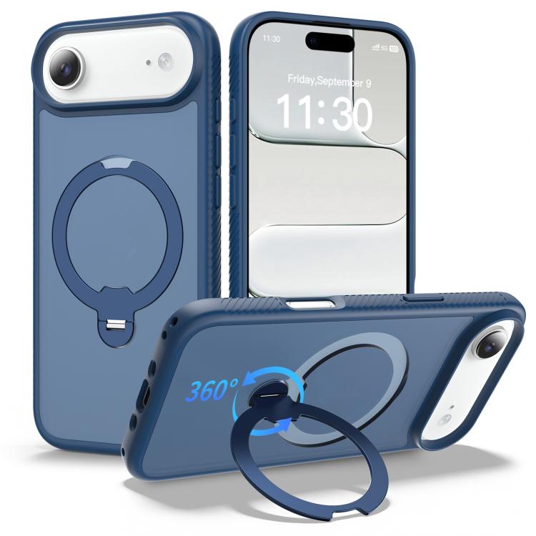 For iPhone Air Magnetic 360 Rotating Stand Airbag Shockproof Phone Case(Blue)