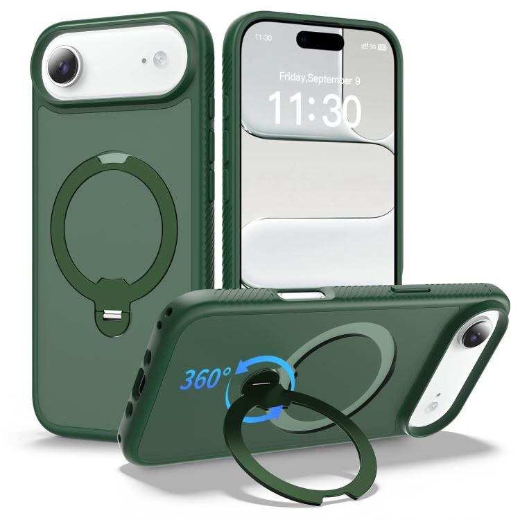 For iPhone Air Magnetic 360 Rotating Stand Airbag Shockproof Phone Case(Green)