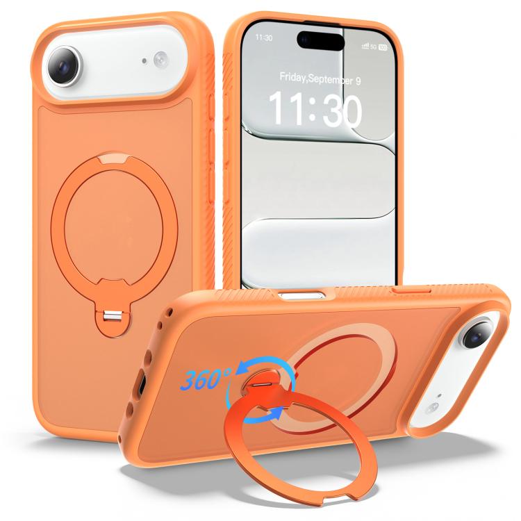 For iPhone Air Magnetic 360 Rotating Stand Airbag Shockproof Phone Case(Orange)