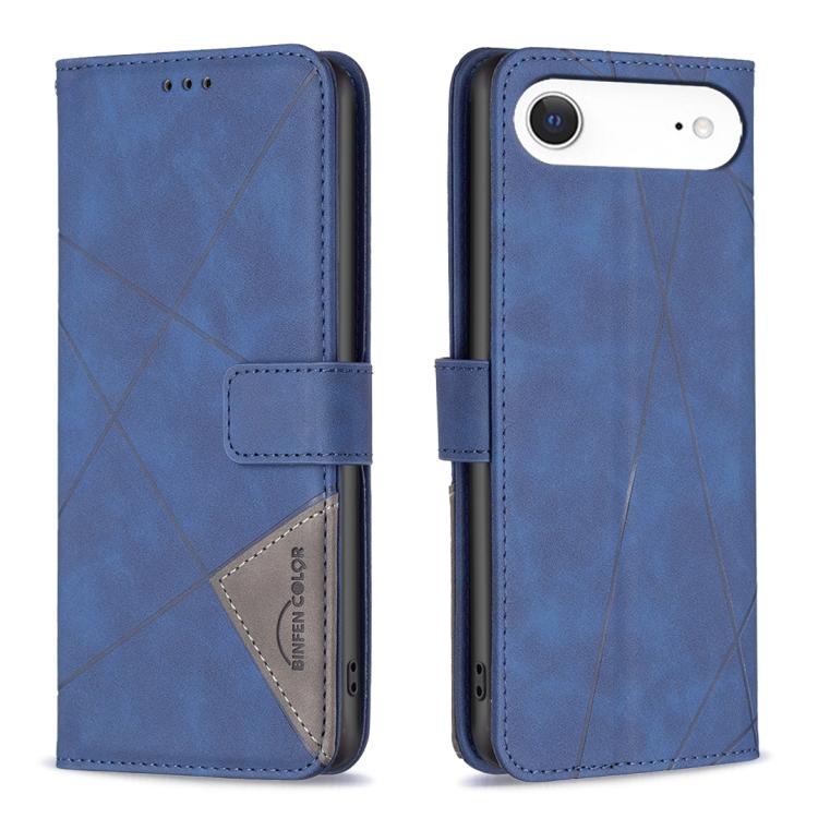 For iPhone Air Magnetic Buckle Rhombus Texture Leather Phone Case(Blue)