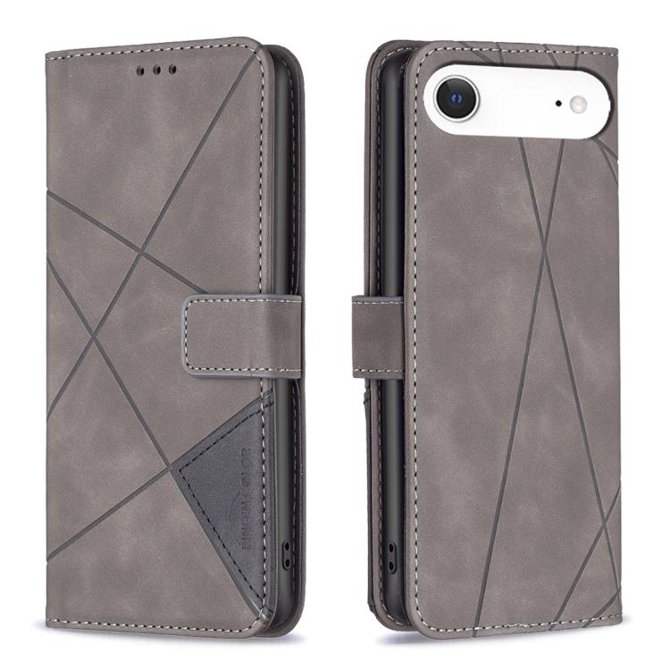 For iPhone Air Magnetic Buckle Rhombus Texture Leather Phone Case(Grey)