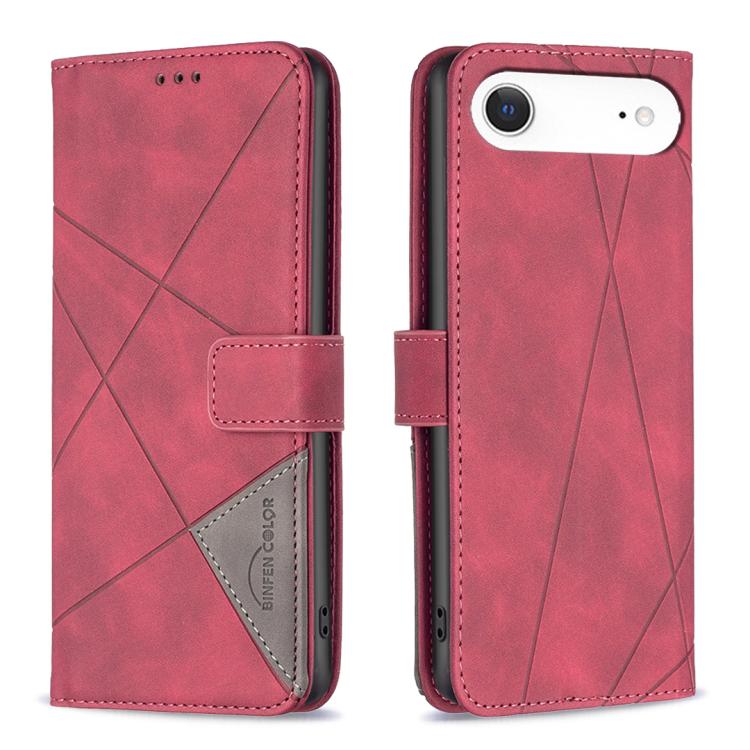 For iPhone Air Magnetic Buckle Rhombus Texture Leather Phone Case(Red)