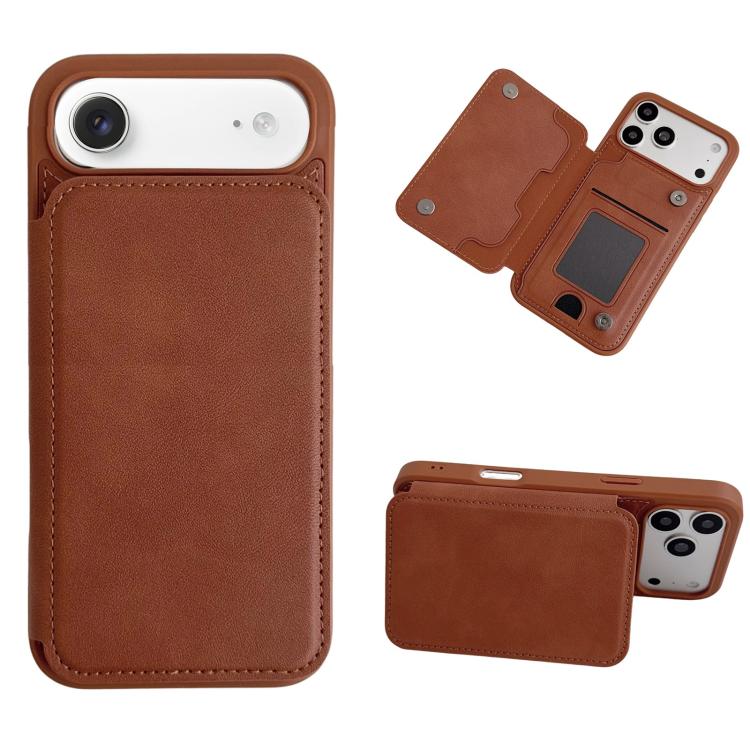 For iPhone Air Magnetic Snap Multifunctional Card Wallet Holder Phone Case(Brown)