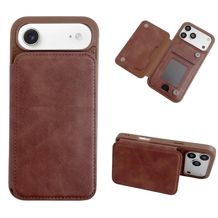 For iPhone Air Magnetic Snap Multifunctional Card Wallet Holder Phone Case(Coffee)