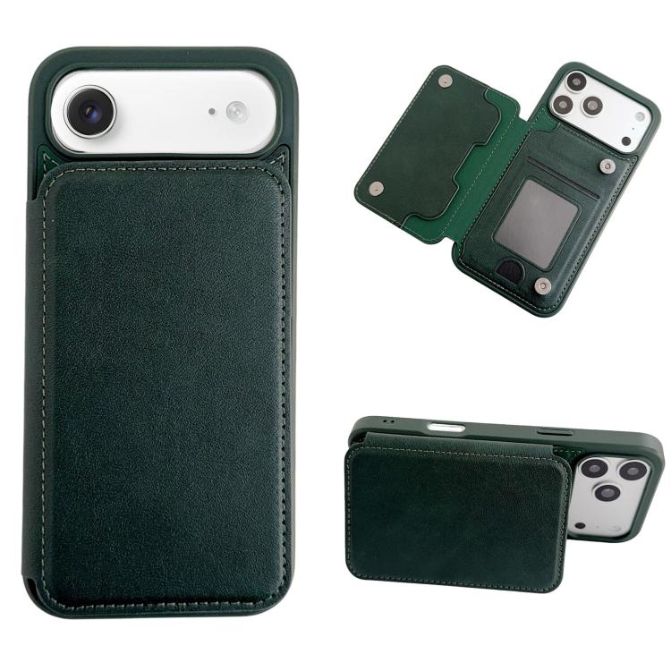 For iPhone Air Magnetic Snap Multifunctional Card Wallet Holder Phone Case(Deep Green)