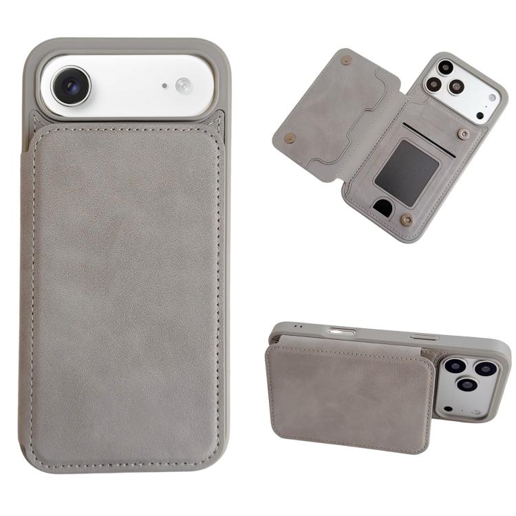 For iPhone Air Magnetic Snap Multifunctional Card Wallet Holder Phone Case(Grey)