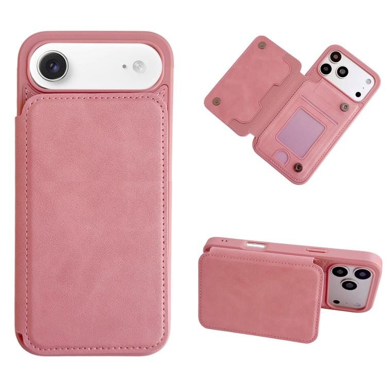 For iPhone Air Magnetic Snap Multifunctional Card Wallet Holder Phone Case(Pink)