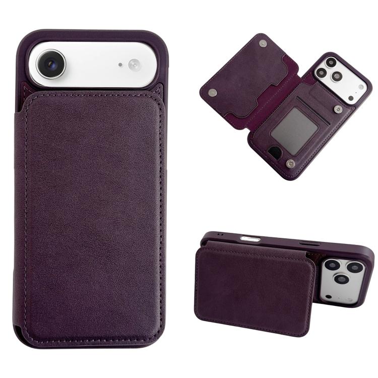 For iPhone Air Magnetic Snap Multifunctional Card Wallet Holder Phone Case(Purple)