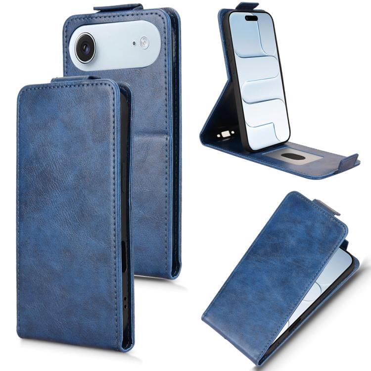 For iPhone Air Magnetic Vertical Flip Leather Phone Case with Buckle(Blue)