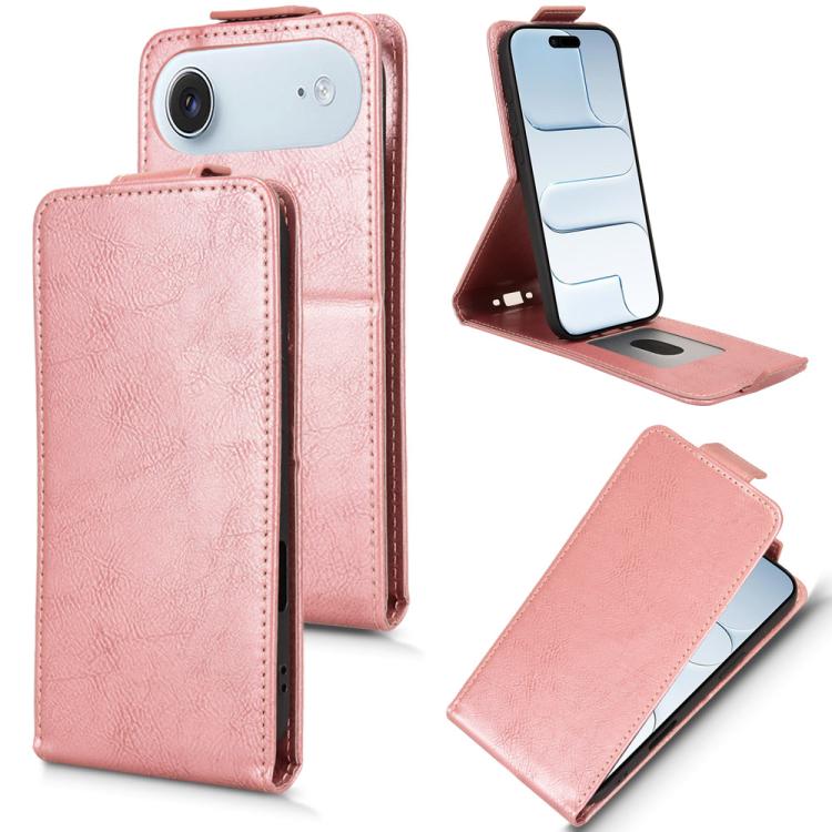 For iPhone Air Magnetic Vertical Flip Leather Phone Case with Buckle(Rose Gold)