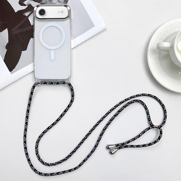 For iPhone Air MagSafe Magnetic PC + TPU Phone Case with Lanyard(Colorful Black)