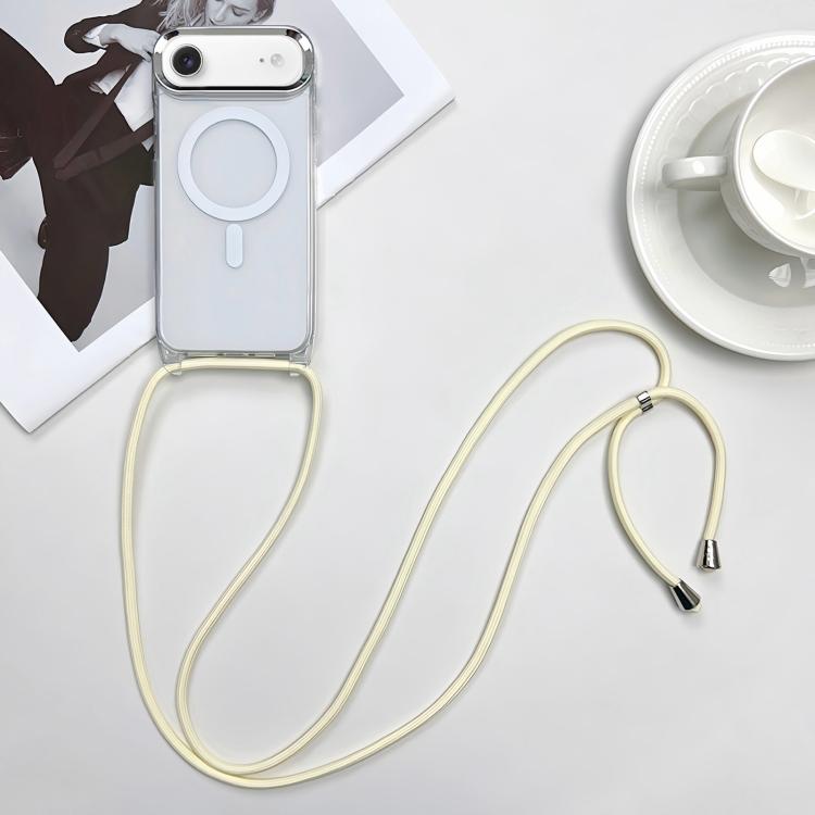 For iPhone Air MagSafe Magnetic PC + TPU Phone Case with Lanyard(Creamy White)